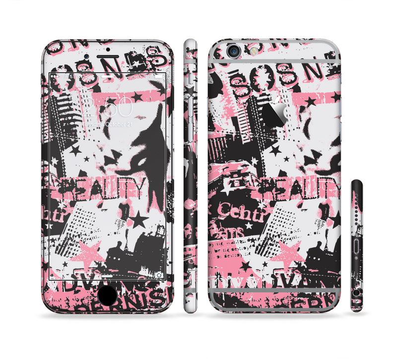 The Pink & Black Abstract Fashion Poster Sectioned Skin Series for the Apple iPhone 6/6s
