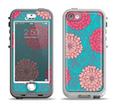 The Pink & Blue Floral Illustration Apple iPhone 5-5s LifeProof Nuud Case Skin Set