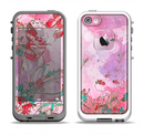 The Pink Bright Watercolor Floral Apple iPhone 5-5s LifeProof Fre Case Skin Set