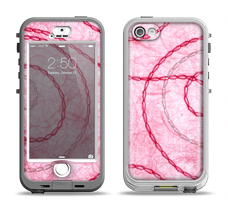 The Pink Chain Stitch Apple iPhone 5-5s LifeProof Nuud Case Skin Set