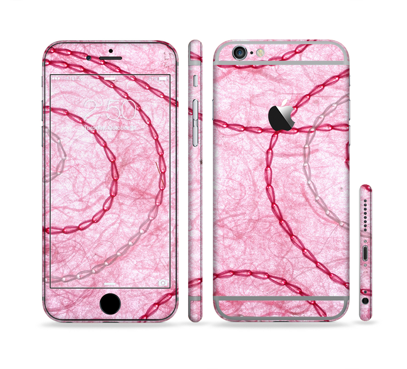 The Pink Chain Stitch Sectioned Skin Series for the Apple iPhone 6/6s