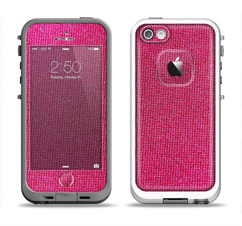 The Pink Fabric Apple iPhone 5-5s LifeProof Fre Case Skin Set