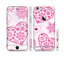 The Pink Floral Designed Hearts Sectioned Skin Series for the Apple iPhone 6/6s