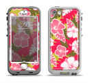 The Pink & Green Hawaiian Floral Pattern V4 Apple iPhone 5-5s LifeProof Nuud Case Skin Set