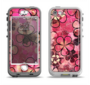 The Pink Grungy Floral Abstract Apple iPhone 5-5s LifeProof Nuud Case Skin Set