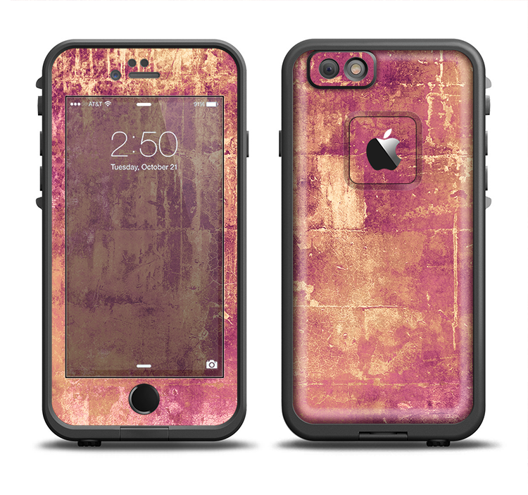 The Pink Paint Splattered Brick Wall Apple iPhone 6/6s LifeProof Fre Case Skin Set