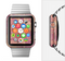 The Pink Paint Splattered Brick Wall Full-Body Skin Set for the Apple Watch