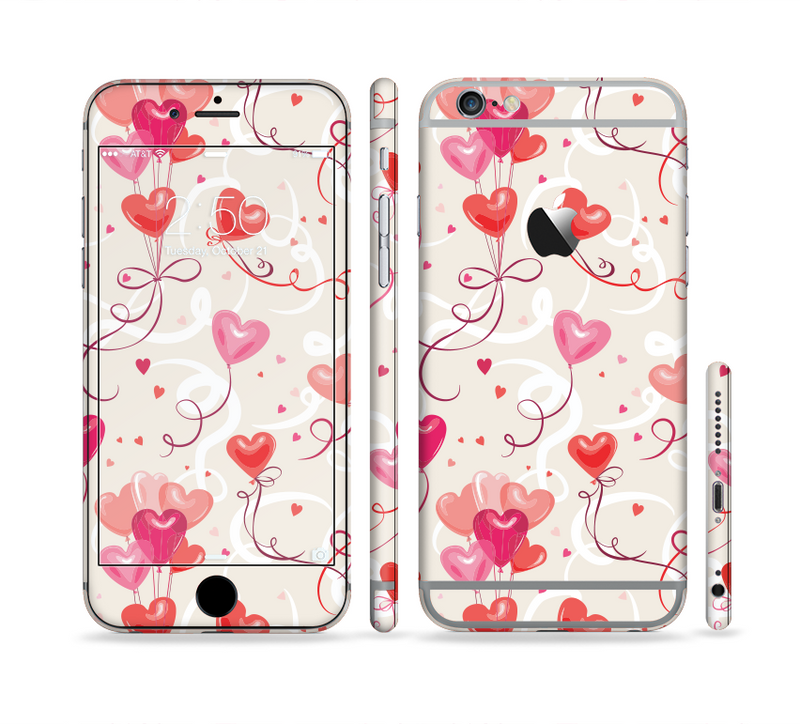 The Pink, Red and Tan Heart Balloon Pattern Sectioned Skin Series for the Apple iPhone 6/6s Plus