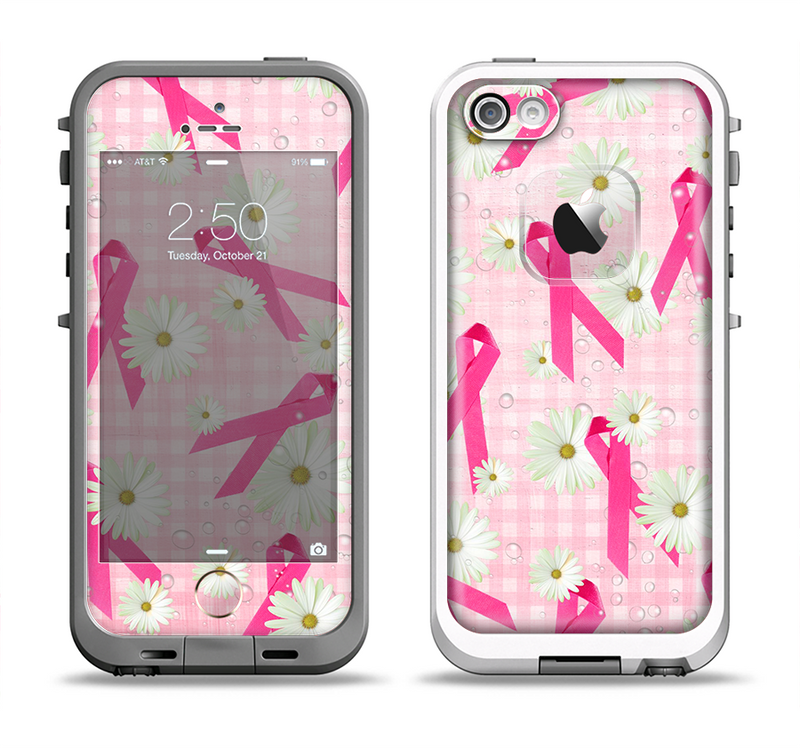 The Pink Ribbon Collage Breast Cancer Awareness Apple iPhone 5-5s LifeProof Fre Case Skin Set