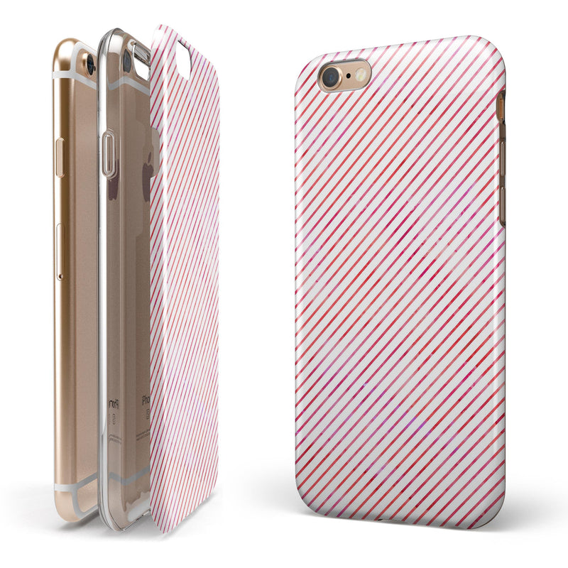 The Pink Slanted Lines Pattern iPhone 6/6s or 6/6s Plus 2-Piece Hybrid INK-Fuzed Case