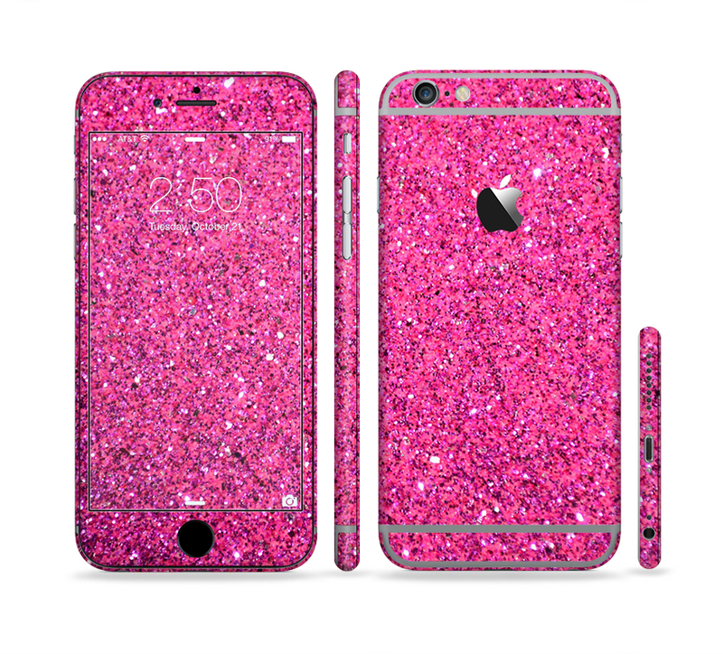 The Pink Sparkly Glitter Ultra Metallic Sectioned Skin Series for the Apple iPhone 6/6s