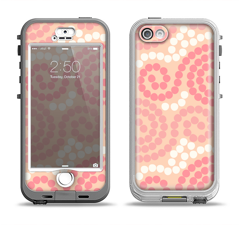 The Pink Spiral Polka Dots Apple iPhone 5-5s LifeProof Nuud Case Skin Set