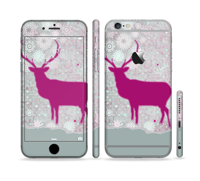 The Pink Stitched Deer Collage Sectioned Skin Series for the Apple iPhone 6/6s Plus