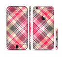 The Pink & Tan Plaid Layered Pattern V5 Sectioned Skin Series for the Apple iPhone 6/6s