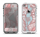 The Pink & Teal Lace Design Apple iPhone 5-5s LifeProof Fre Case Skin Set