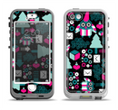 The Pink & Teal Owl Collaged Vector Shapes Apple iPhone 5-5s LifeProof Nuud Case Skin Set