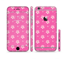 The Pink & Tiny White Floral Pattern Sectioned Skin Series for the Apple iPhone 6/6s