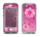 The Pink Vintage Flowers with Swirls Apple iPhone 5-5s LifeProof Nuud Case Skin Set