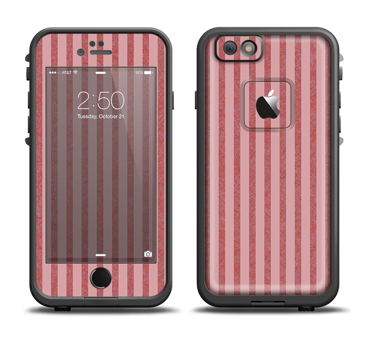 The Pink Vintage Stripe Pattern v7 Apple iPhone 6/6s LifeProof Fre Case Skin Set