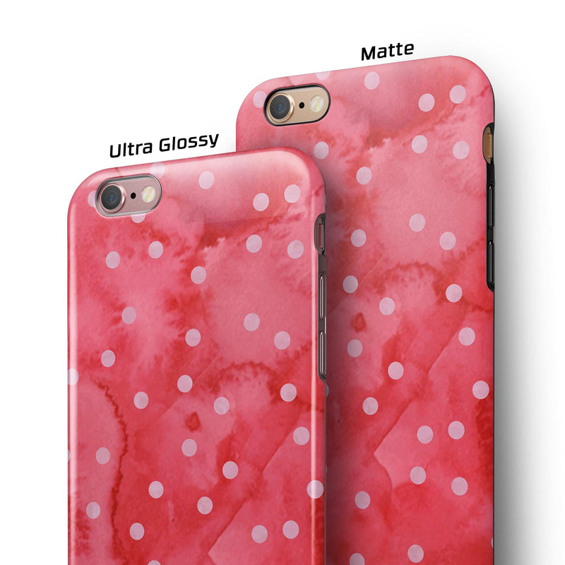 The Pink WAtercolor Grunge with Polka Dots iPhone 6/6s or 6/6s Plus 2-Piece Hybrid INK-Fuzed Case