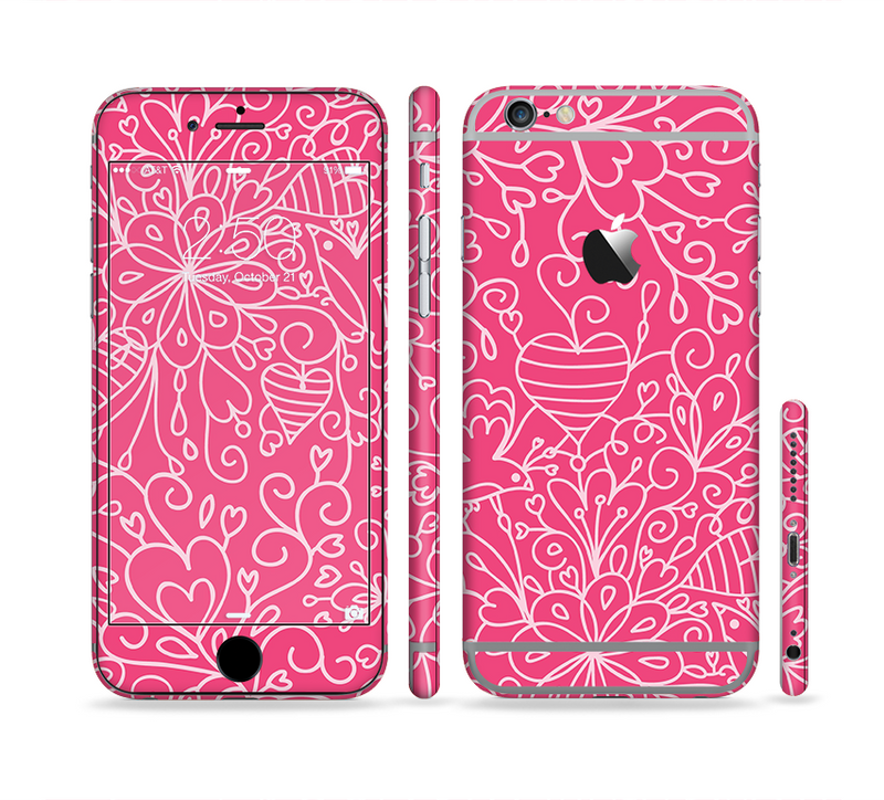 The Pink & White Abstract Illustration V3 Sectioned Skin Series for the Apple iPhone 6/6s Plus