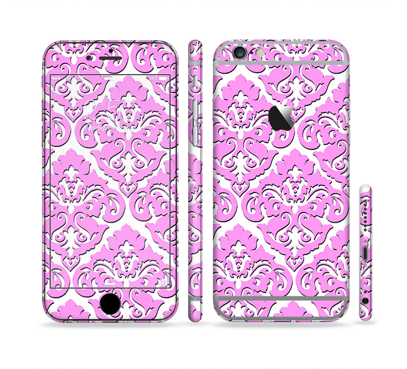 The Pink & White Delicate Pattern Sectioned Skin Series for the Apple iPhone 6/6s Plus
