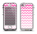 The Pink & White Ombre Chevron Pattern Apple iPhone 5-5s LifeProof Nuud Case Skin Set