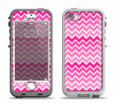 The Pink & White Ombre Chevron V2 Pattern Apple iPhone 5-5s LifeProof Nuud Case Skin Set