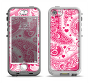 The Pink & White Paisley Pattern V421 Apple iPhone 5-5s LifeProof Nuud Case Skin Set