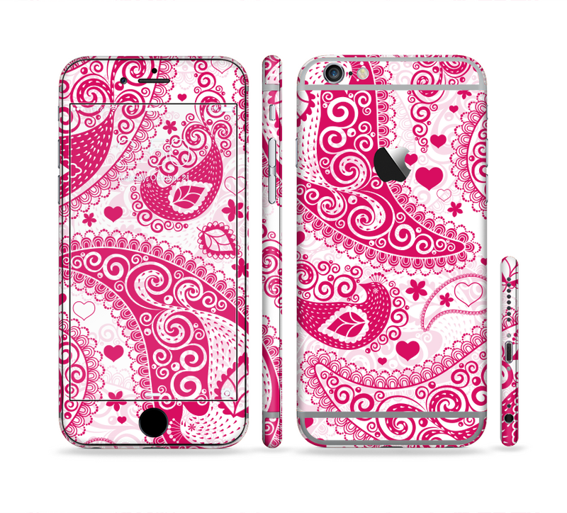 The Pink & White Paisley Pattern V421 Sectioned Skin Series for the Apple iPhone 6/6s Plus
