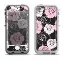 The Pink and Black Rose Pattern V3 Apple iPhone 5-5s LifeProof Nuud Case Skin Set