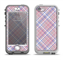 The Pink and Blue Layered Plaid Pattern V4 Apple iPhone 5-5s LifeProof Nuud Case Skin Set
