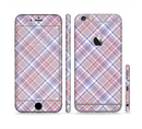 The Pink and Blue Layered Plaid Pattern V4 Sectioned Skin Series for the Apple iPhone 6/6s