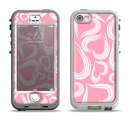 The Pink and White Vector Swirly Heart Pattern Apple iPhone 5-5s LifeProof Nuud Case Skin Set