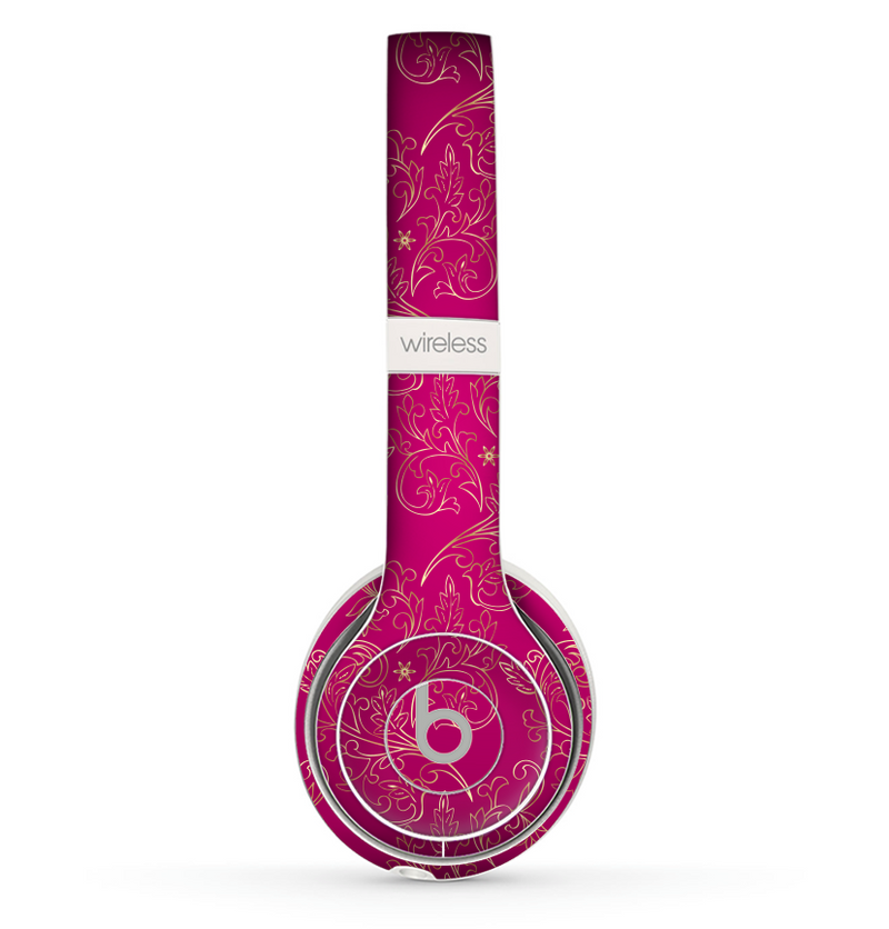 The Pink and Yellow Floral Vine Pattern Skin Set for the Beats by Dre Solo 2 Wireless Headphones