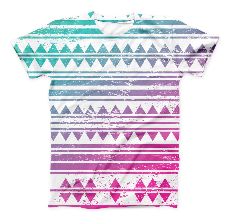 The Pink to Green Gradient Hipster Pattern ink-Fuzed Unisex All Over Full-Printed Fitted Tee Shirt
