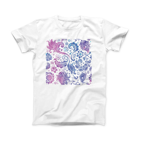 The Purple & Blue Flowered ink-Fuzed Front Spot Graphic Unisex Soft-Fitted Tee Shirt