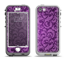 The Purple Bright Lace Pattern Apple iPhone 5-5s LifeProof Nuud Case Skin Set