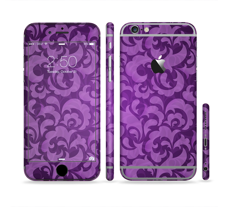 The Purple Bright Lace Pattern Sectioned Skin Series for the Apple iPhone 6/6s