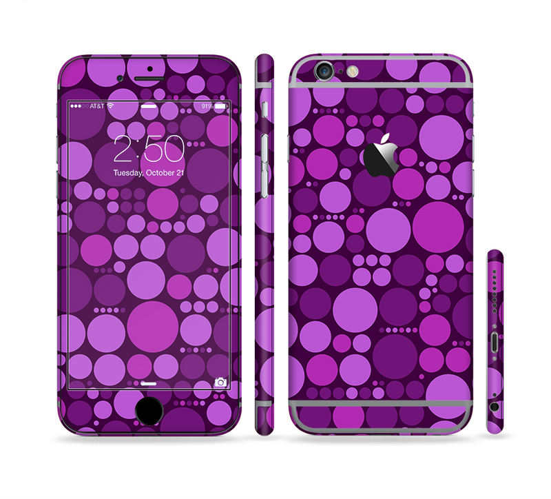 The Purple Circles Pattern Sectioned Skin Series for the Apple iPhone 6/6s