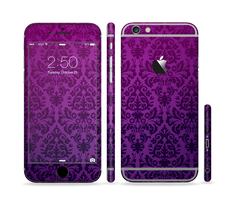 The Purple Delicate Foliage Pattern Sectioned Skin Series for the Apple iPhone 6/6s