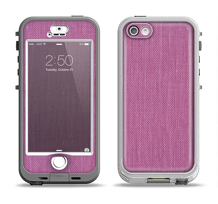 The Purple Fabric Texture Apple iPhone 5-5s LifeProof Nuud Case Skin Set