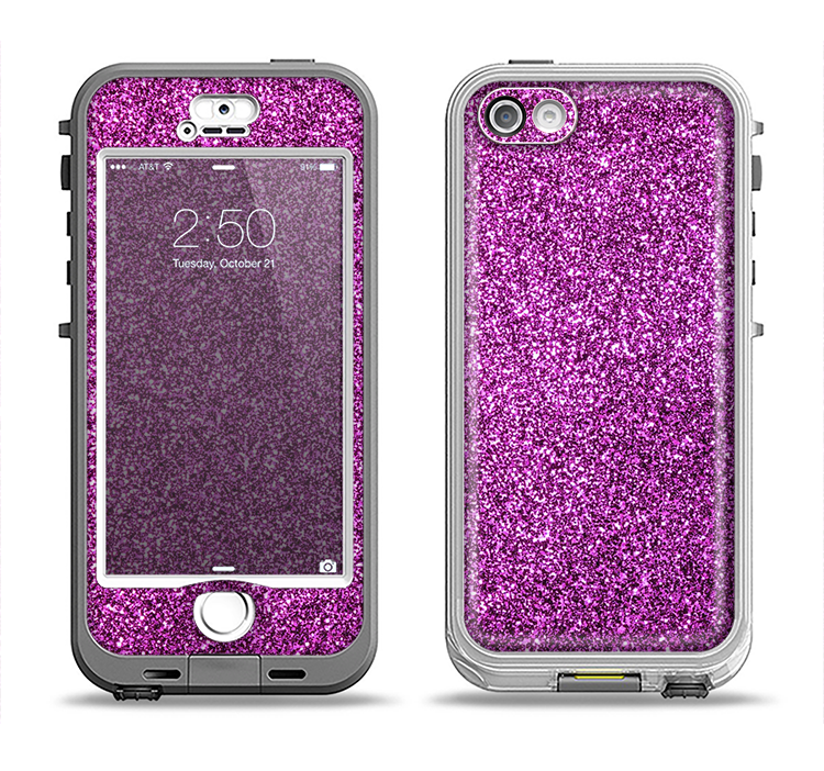 The Purple Glitter Ultra Metallic Apple iPhone 5-5s LifeProof Nuud Case Skin Set