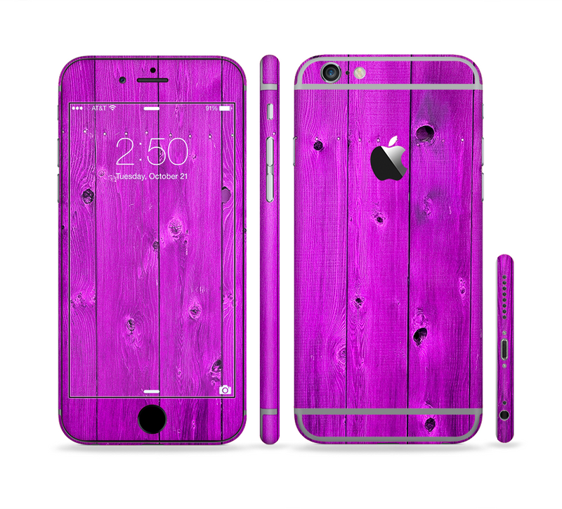 The Purple Highlighted Wooden Planks Sectioned Skin Series for the Apple iPhone 6/6s