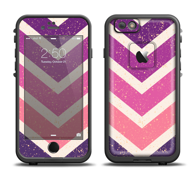 The Purple Scratched Texture Chevron Zigzag Pattern Apple iPhone 6/6s LifeProof Fre Case Skin Set