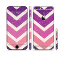 The Purple Scratched Texture Chevron Zigzag Pattern Sectioned Skin Series for the Apple iPhone 6/6s Plus