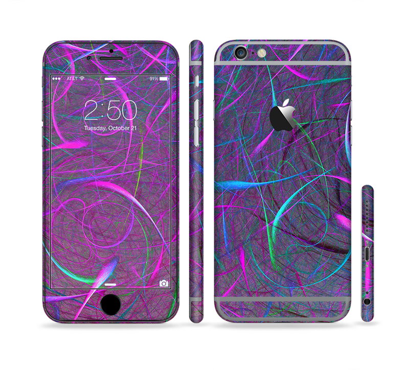 The Purple and Blue Electric Swirels Sectioned Skin Series for the Apple iPhone 6/6s Plus