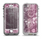 The Purple and Gray Stripes with Overlapping Floral Apple iPhone 5-5s LifeProof Nuud Case Skin Set