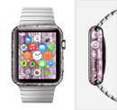 The Purple and Gray Stripes with Overlapping Floral Full-Body Skin Set for the Apple Watch