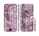The Purple and Gray Stripes with Overlapping Floral Sectioned Skin Series for the Apple iPhone 6/6s